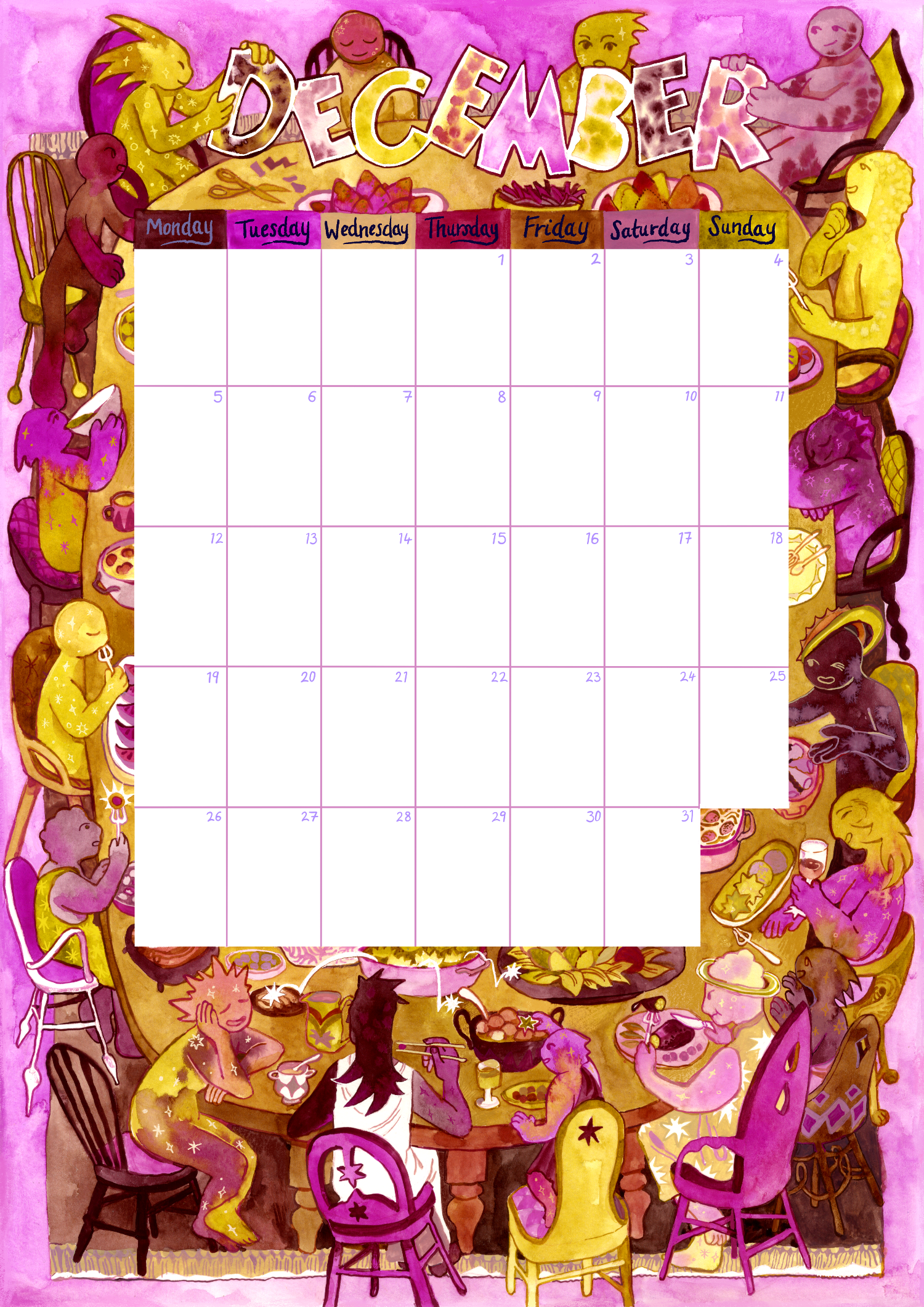 2022 calendar december